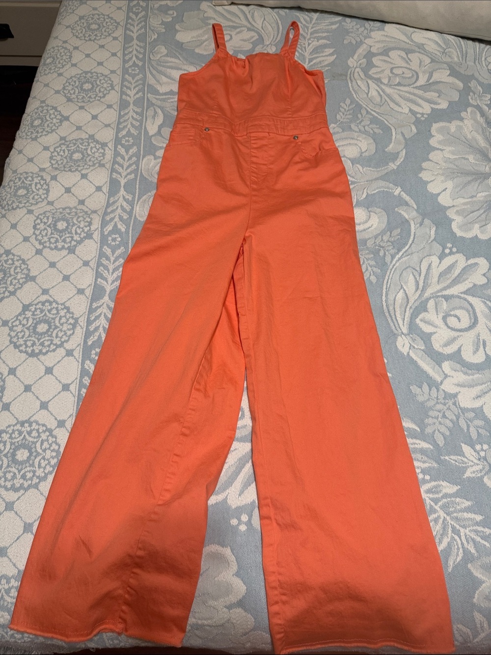 Girls' Orange Wide-Leg Sleeveless Jumpsuit